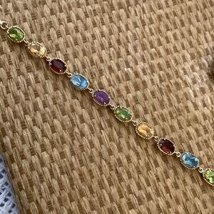 Colorful Gemstone Bracelet in Gold Setting